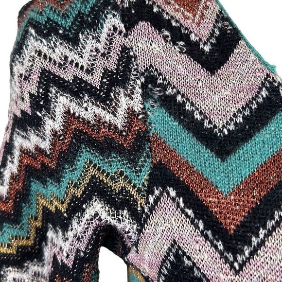 Missoni Vintage Y2K Metallic Teal Cheveron Zig Zag Patten Dress Size 0 - Picture 4 of 10